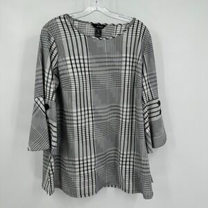 Ali Miles Womens Art To Wear Top Size M Plaid Tunic Avant Garde Gallery Modern